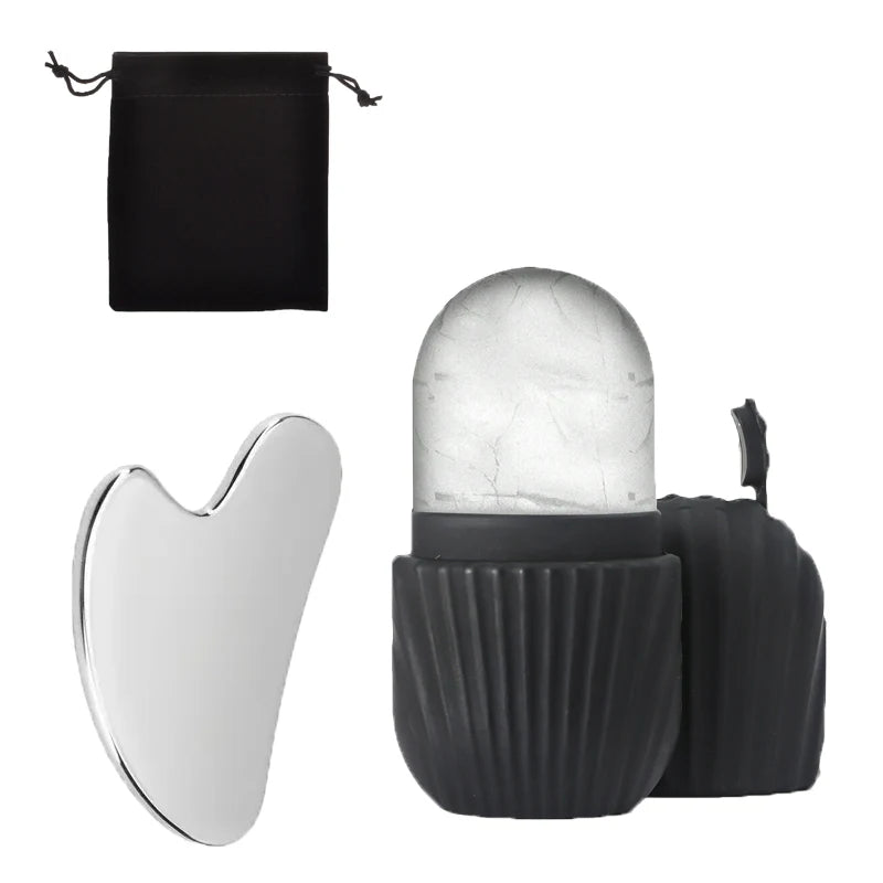 3-piece facial cleansing tool, stainless steel heart-shaped scraping