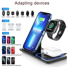 LED Fast Wireless Charger Stand 3 in 1 Foldable Charging Station For