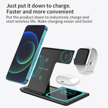 LED Fast Wireless Charger Stand 3 in 1 Foldable Charging Station For