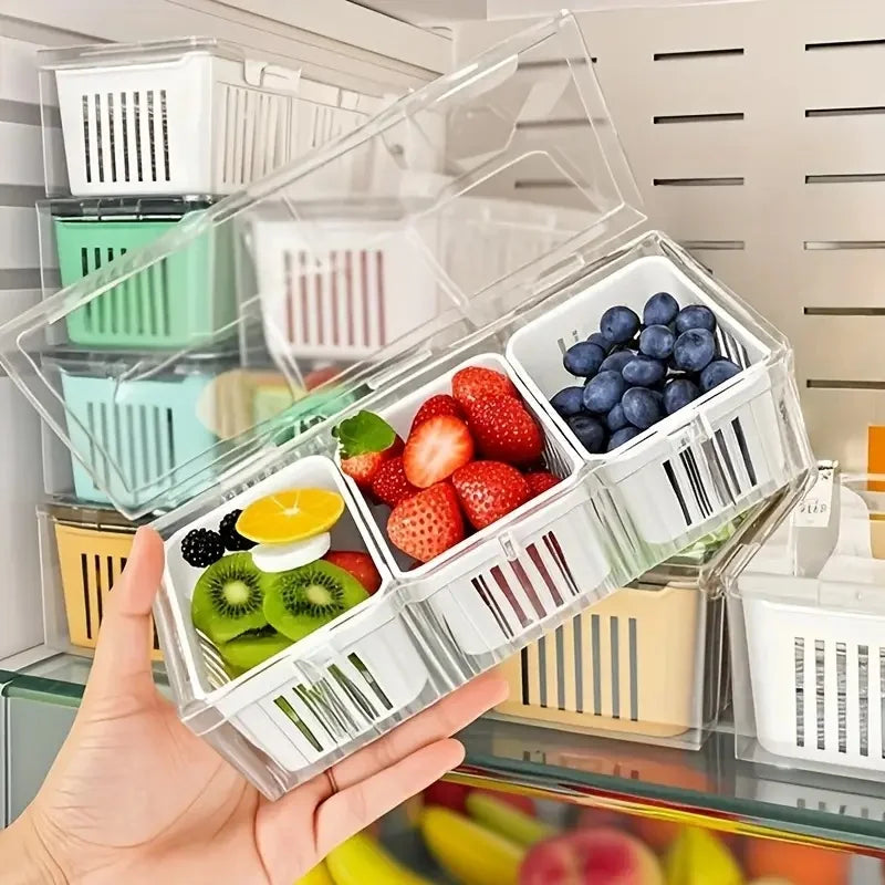 1 Set of Food Storage Containers Square Transparent Compartments for