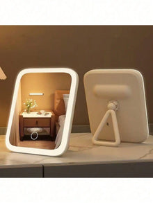 LED Makeup Mirror, 3-Color Light, 360° Rotatable, Touch Control, USB