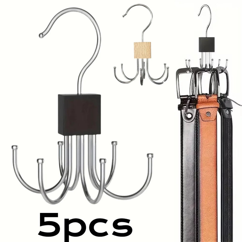 1/5pcs 360° Rotating Storage Hanger Hook Multi-Claw Bag Metal Belts