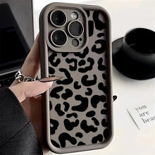 Black Leopard Print Pattern Silicone Phone Case For iPhone 18 17 11 12