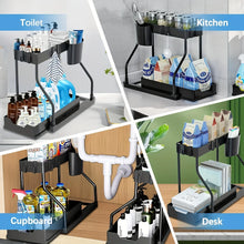 Space Saving 2 Tier Under Sink Organizer,Pull Out Storage Box Durable