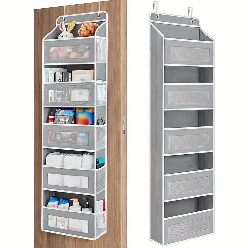 5-Shelf Hanging Storage Organizer - Behind Door, Anti-Tilt, 5 Large