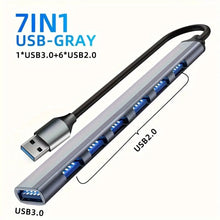 USB C Hub USB 3.0, Aluminum 7 in 1 USB Extender, USB Splitter with X