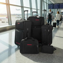 Black 5 Piece Nestable Luggage Set, 100% Polyester PVC Waterproof