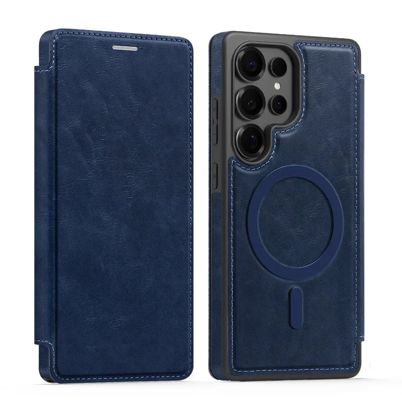 Luxury PU Leather Magnetic Flip Bracket Case For Samsung Galaxy S22 S23