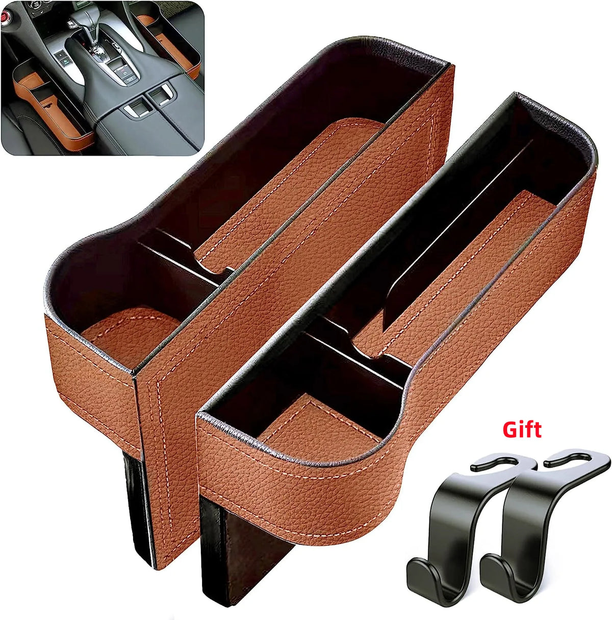 Car Seat Gap Filler Manager Leather Multifunctional Car Seat Storage