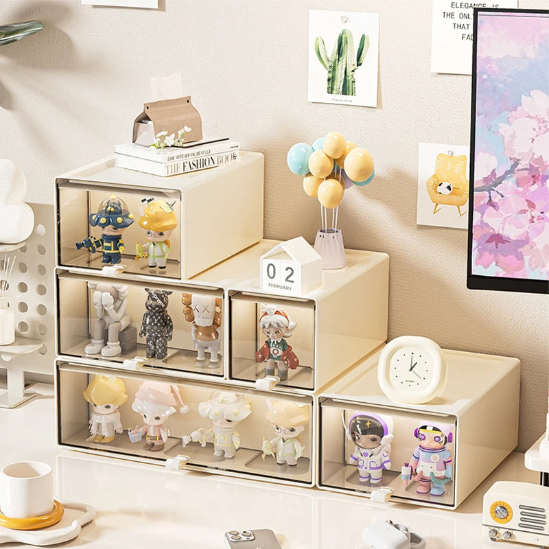 Storage Box with Drawers - Desktop Organizer, Display Case for