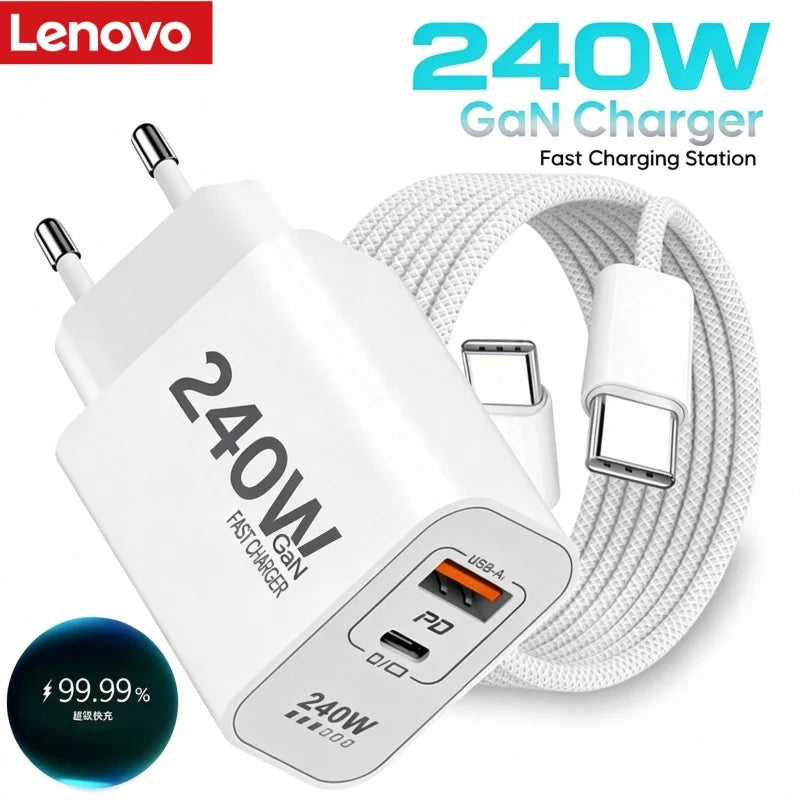 Lenovo 240W GaN PD USB C Charger Fast Charging For iPhone 17 16 15 14