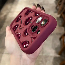 Luxury Wine Red Cherry Print Case for iPhone 18 Pro Max 17 16 15 14 13