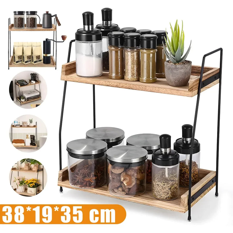 Set of 2 Tiers Countertop Coffee Rack Silver Ample Storage Kitchen