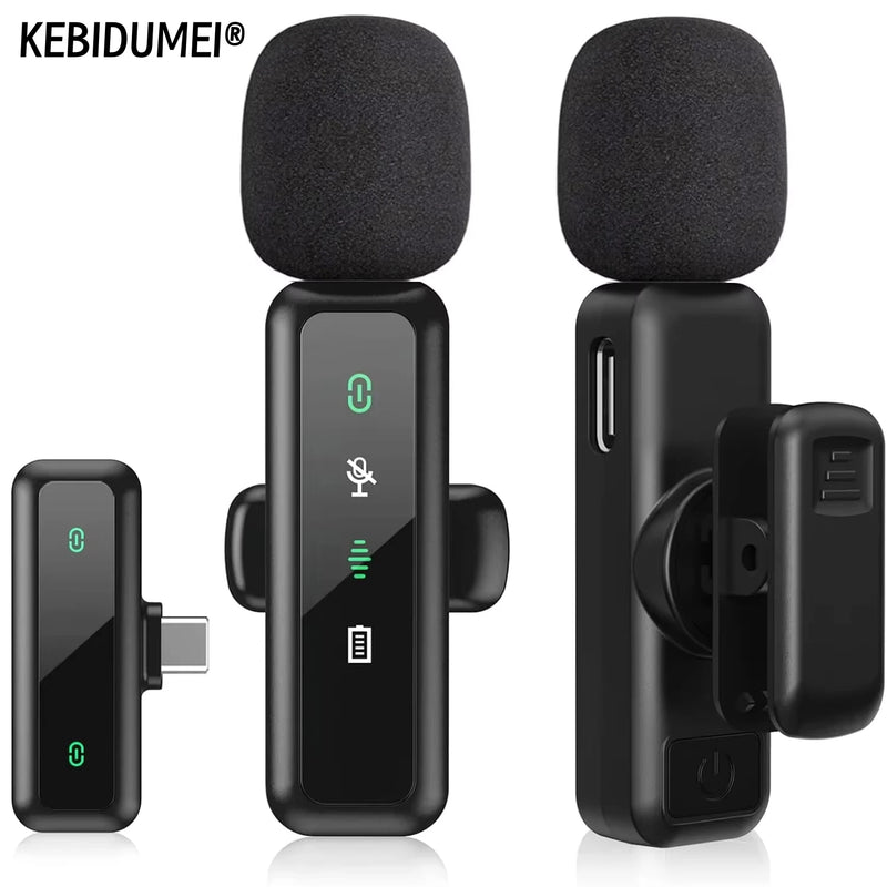 Lavalier Wireless Microphone 80mAh Rechargeable Battery Clip-On Podcast