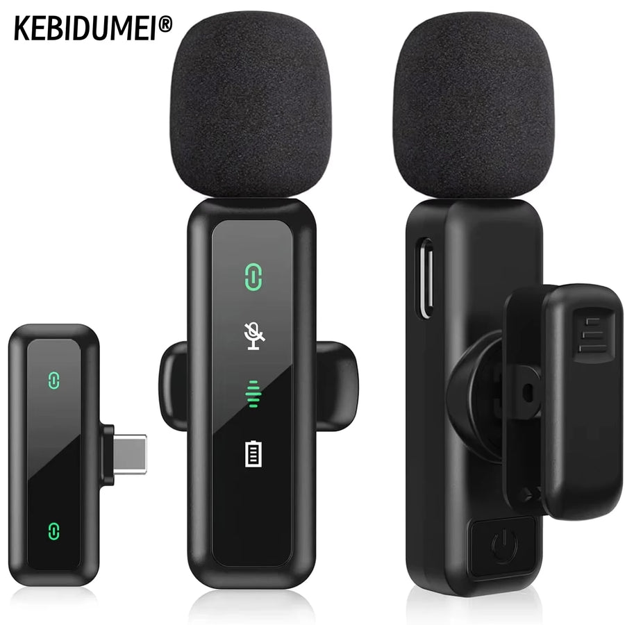 Lavalier Wireless Microphone 80mAh Rechargeable Battery Clip-On Podcast