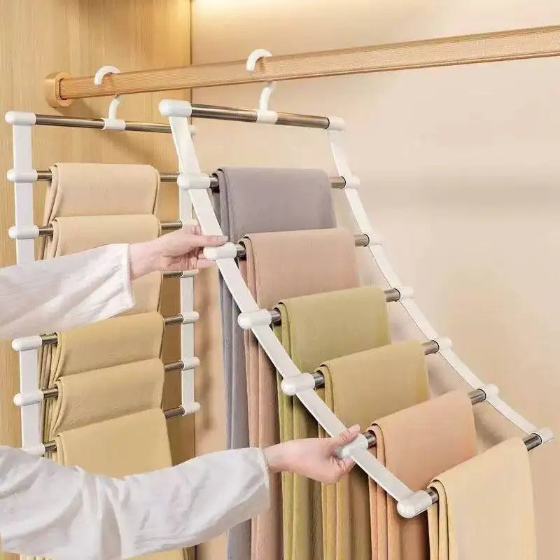 Multi-Layer Pants Hanger Space Saving Closet Organizer Foldable
