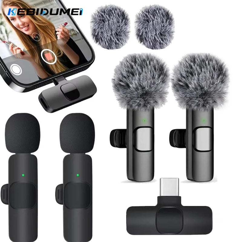 KEBIDUMEI Wireless Lavalier Microphone for Smartphones Computers