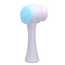 3D Double Silicone Facial Cleansing Brush Manual Massage Soft Bristles