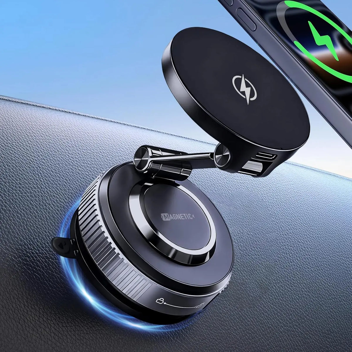 15W Magnetic Wireless Charger for Magsafe Car Mount 360 Rotate Vacuum