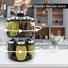 Rotating Spice Jar Set Rack, 360 Degree Bracket, Empty 6/12 Jars