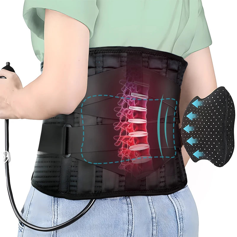 Lumbar Support Belt with Inflatable Pad Relieve Waist Pain Dual