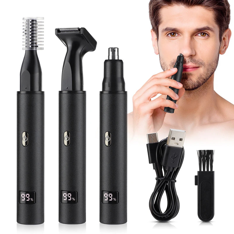 3 in 1 Mini Pocket Nose Hair Trimmer Painless Clipper Ears Hair Eyebrow