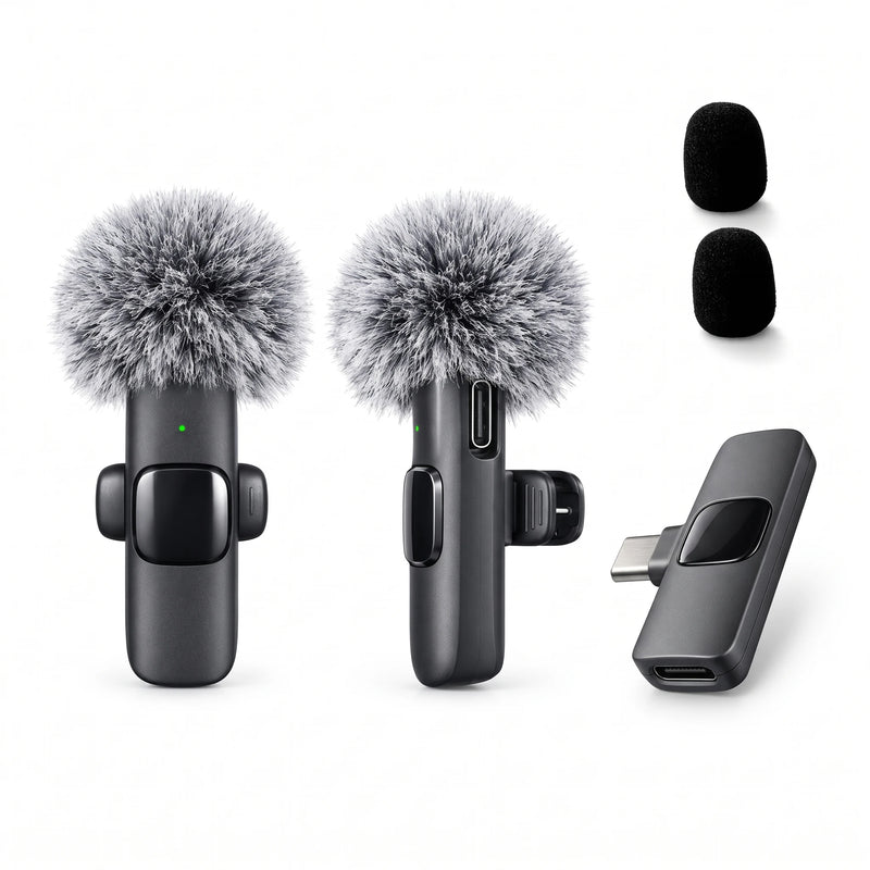 Wireless Lapel Microphone, Plug‑and‑Play, Long Battery Life, Portable