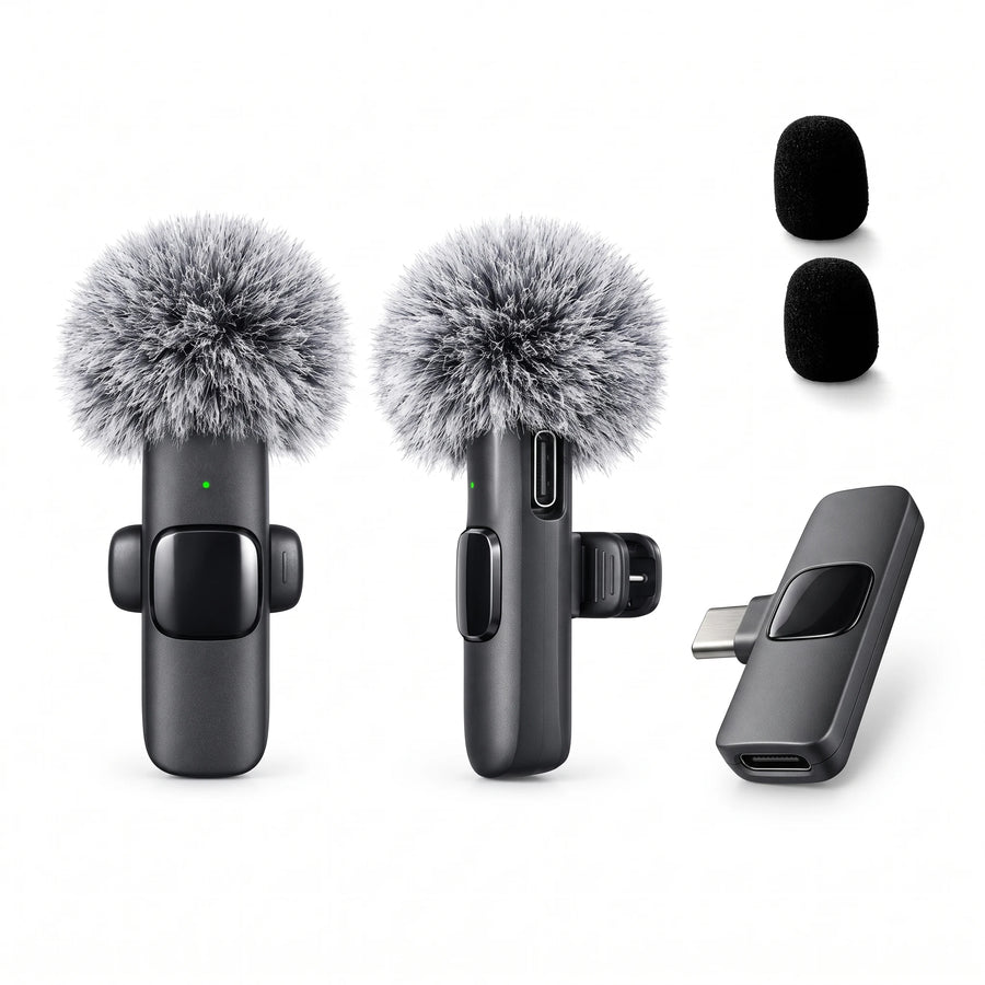 Wireless Lapel Microphone, Plug‑and‑Play, Long Battery Life, Portable