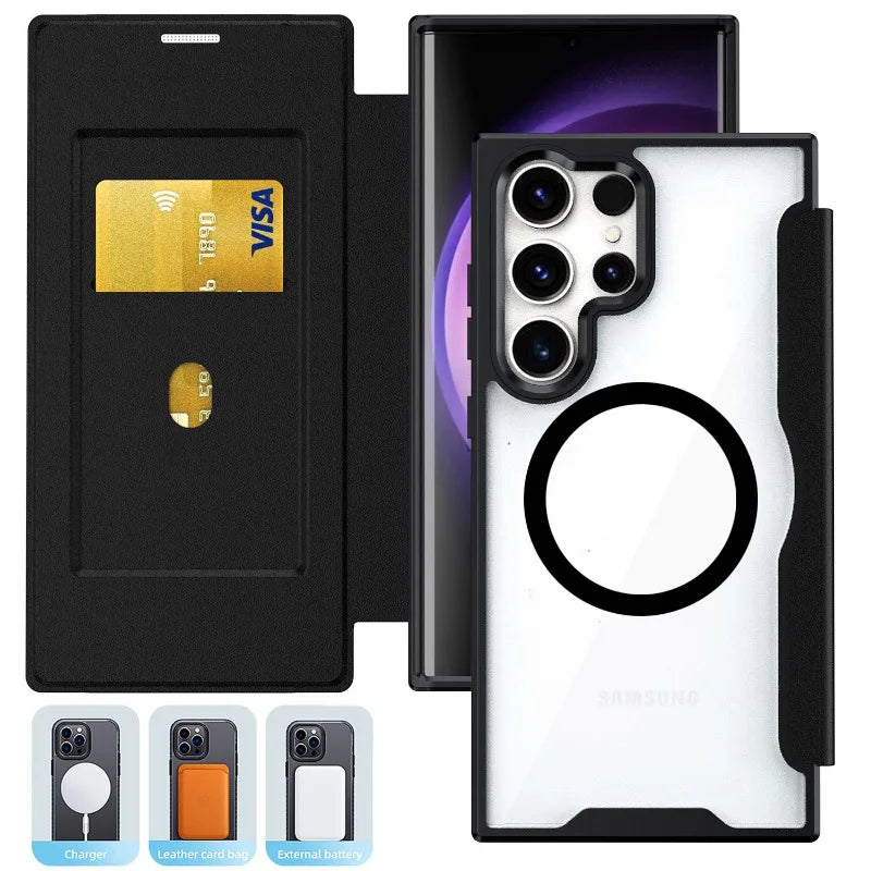 Magnetic Wallet with Card Holder Phone Case for Samsung Galaxy S24