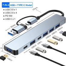USB C Hub USB 3.0, Aluminum 7 in 1 USB Extender, USB Splitter with X