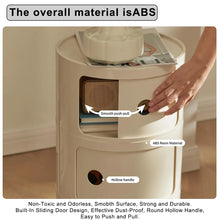 Podofo Plastic Round Bedside Nightstand with Drawers Practical Storage