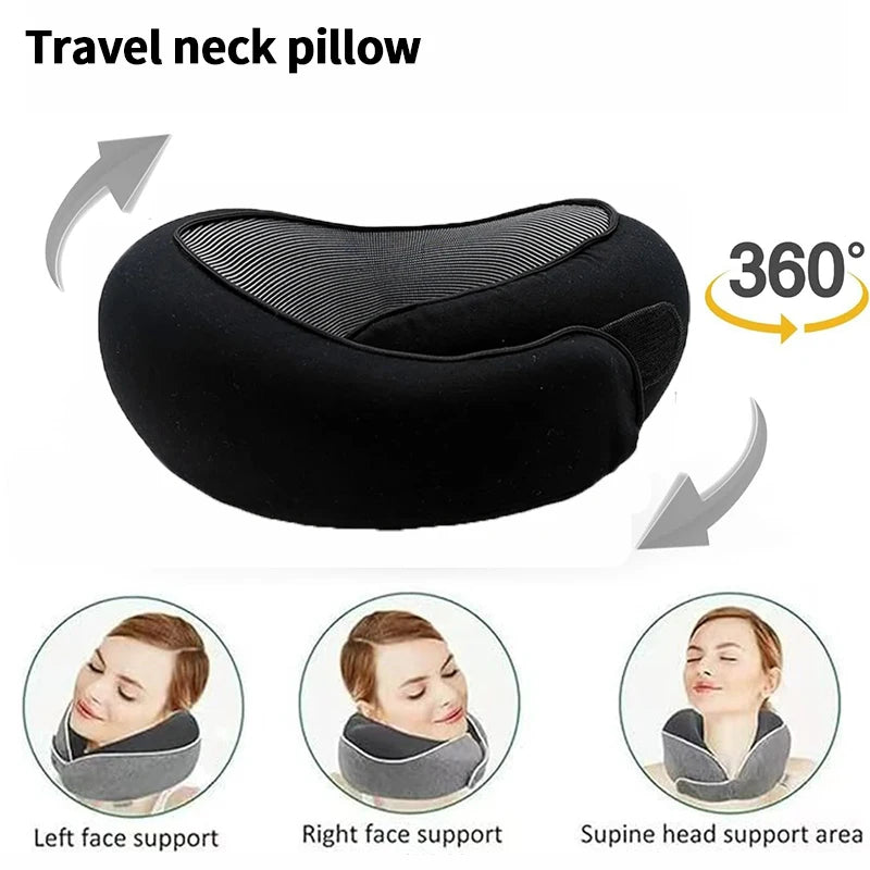 Portable Adjustable Travel Neck Pillow Memory Foam U-shaped Snail Style