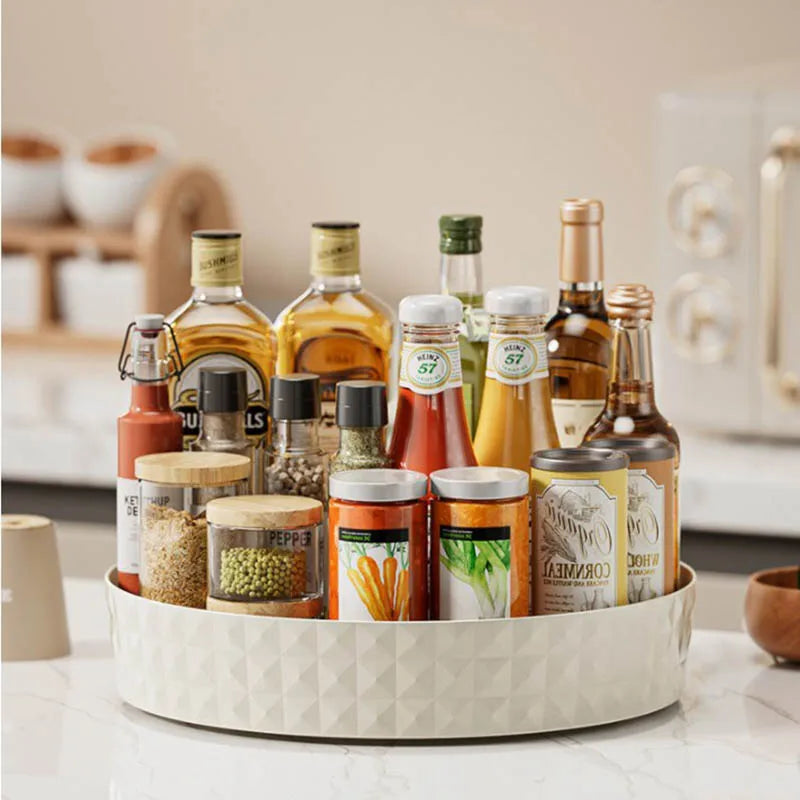Rotating Spice Rack Organizer For Kitchen Cosmetics Storage Convenient