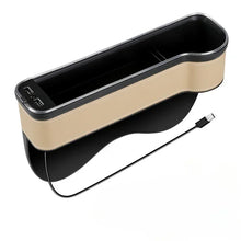 Car Crevice Storage Box with 2 USB Charger Colorful LED Seat Gap Slit