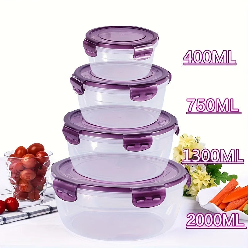 8pcs Set of 4 Containers with Lids,transparent Food Storage