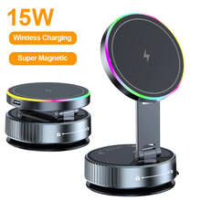 15W Wireless Car Charger Car Phone Holder RGB Colorful Light Vacuum