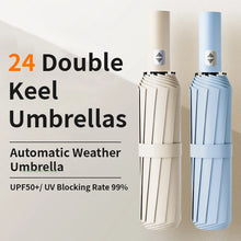 24 Bone Windproof anti-UV Fully Automatic Large Umbrella 3 Folding Ribs