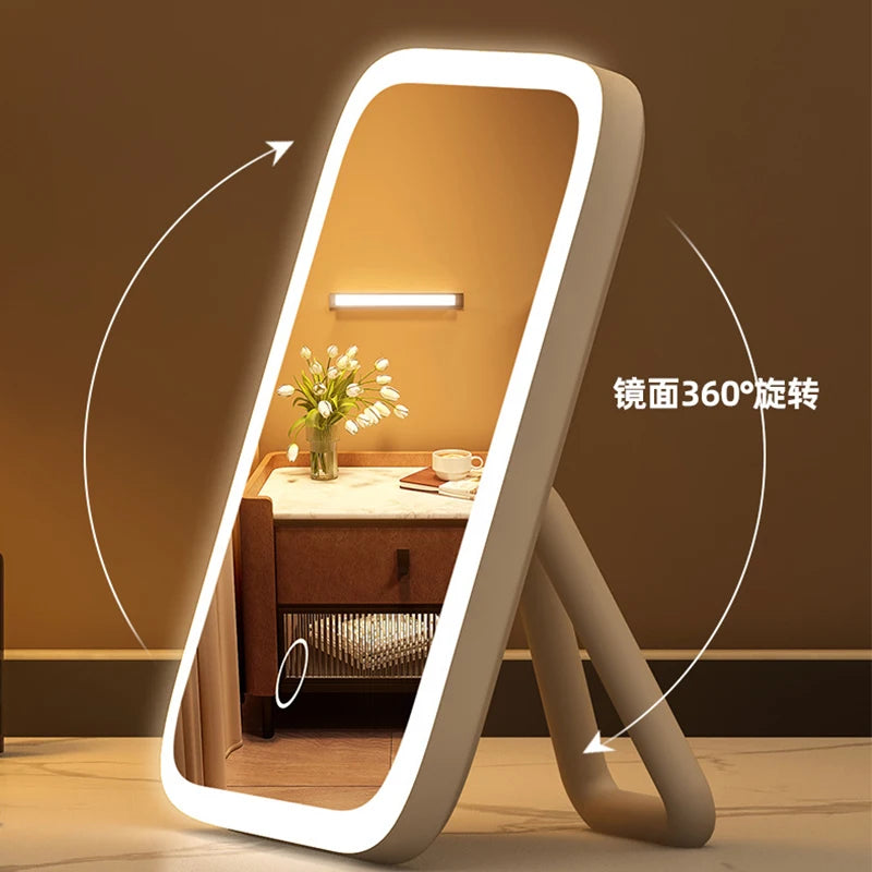 LED Desktop Fill Light Small Mirror, Makeup With Light,Girls Bedroom
