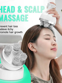 Electric Head Scalp Massager With 4 Heads Portable Handheld Massage