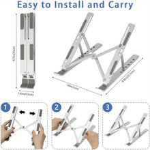 Adjustable Aluminum Laptop Stand - 6-Level Height, Foldable & Portable