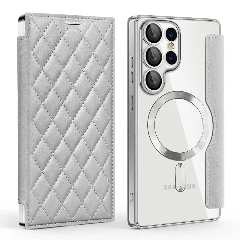 Card Holder Magnetic Leather Case for Samsung Galaxy S25 Ultra S24 Plus