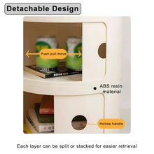 Podofo Plastic Round Bedside Nightstand with Drawers Practical Storage