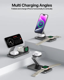 3 in 1 Wireless Charging Station for Apple Devices, Magnetic Foldable