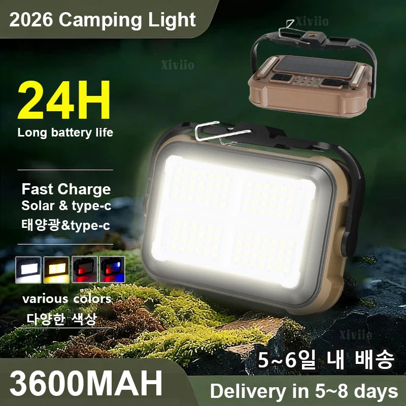 2026 Latest Portable Rechargeable Camping Lantern 3600mah Long Battery