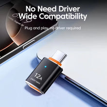 12A USB 3.0 To Type C Adapter LED OTG USB C Male to USB A Female