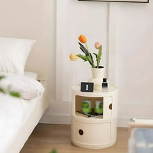 Podofo Plastic Round Bedside Nightstand with Drawers Practical Storage