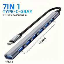 USB C Hub USB 3.0, Aluminum 7 in 1 USB Extender, USB Splitter with X
