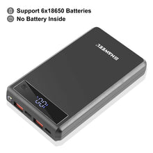 HAWEEL DIY 6 x 18650 Battery 24W Fast Charge Power Bank Box Case with