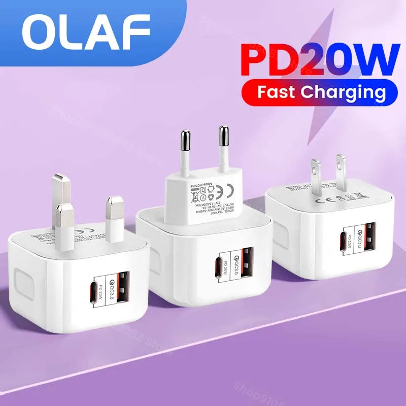 PD20W USB C Charger Fast Charging Quick Charge 3.0 Mobile Phone Type C