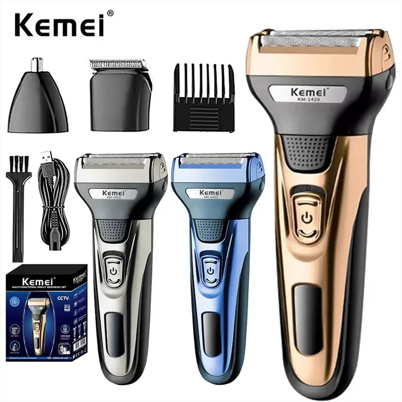 Kemei 3 In 1 Powerful Electric Shaver Facial Body Hair Trimmer Beard